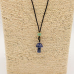 Cord Necklace Gemstone Pendant - Sodalite Mushroom