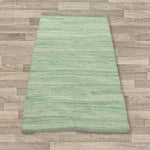 Small Indian Handloom Cotton Rug - Aqua