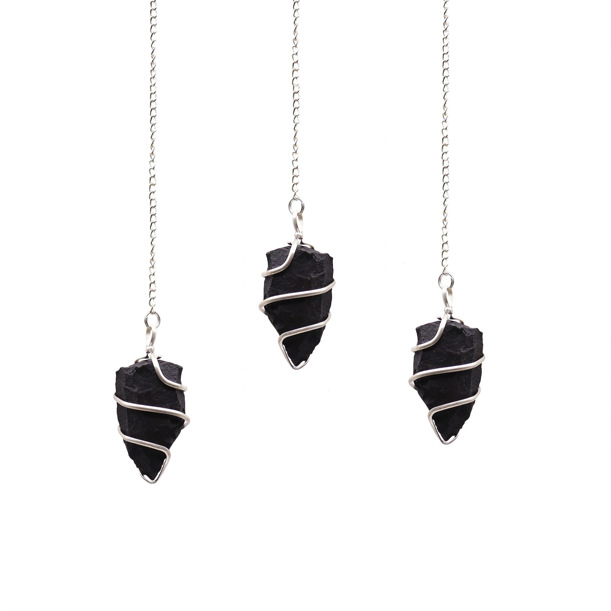 Raw Gemstone Pendulum – Black Agate