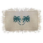Linen Cushion Cover 30x50cm Palm Tree with Fringe
