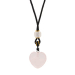 Cord Necklace Gemstone Pendant - Rose Quartz Heart