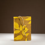 Lokta Bold Floral Bamboo Lock Notebook – Medium (15x12cm) – 45 Leaves – Mustard Brown