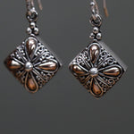Silver & Gold Earring - Square Drop