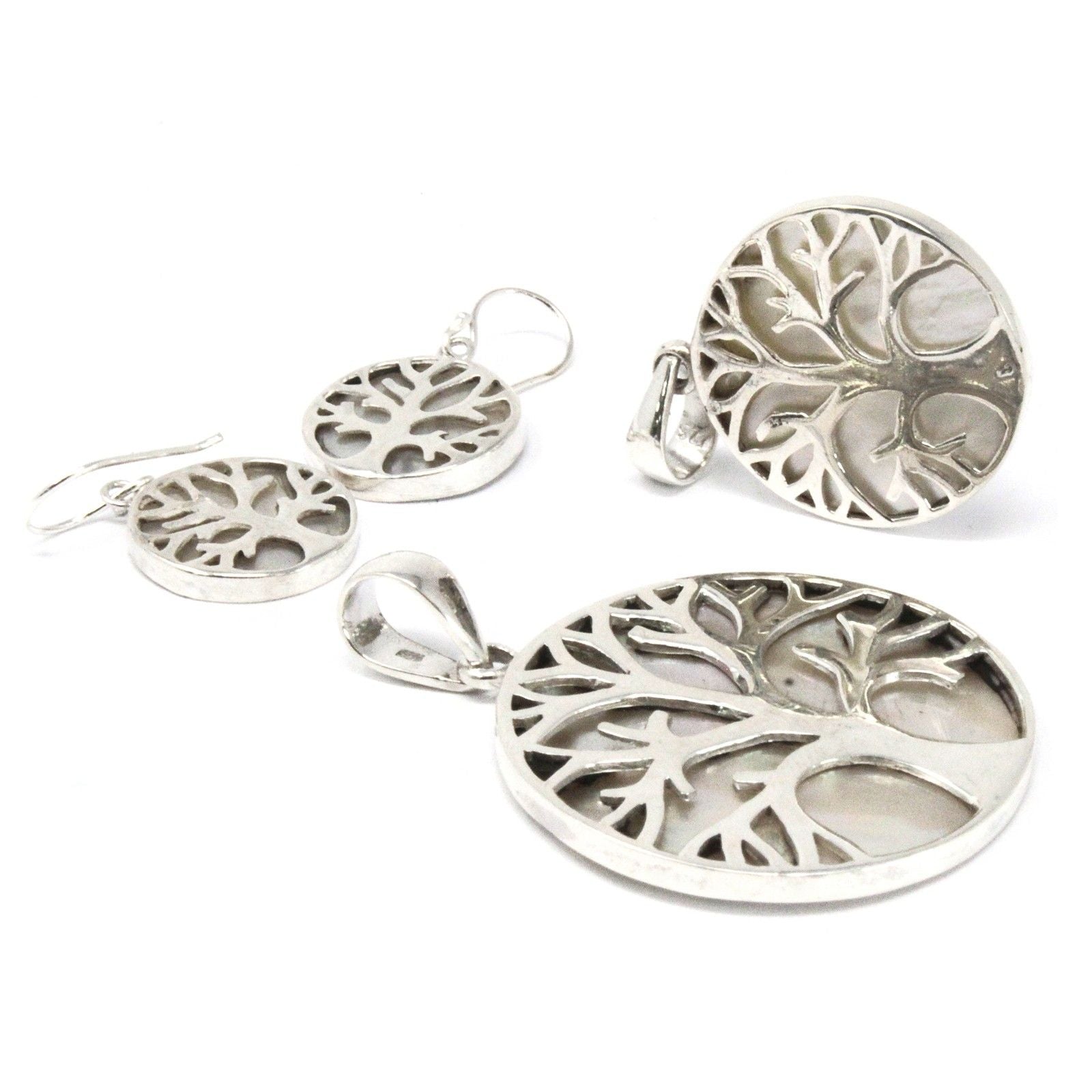 Tree of Life Silver Pendant 30mm - Coral Effect