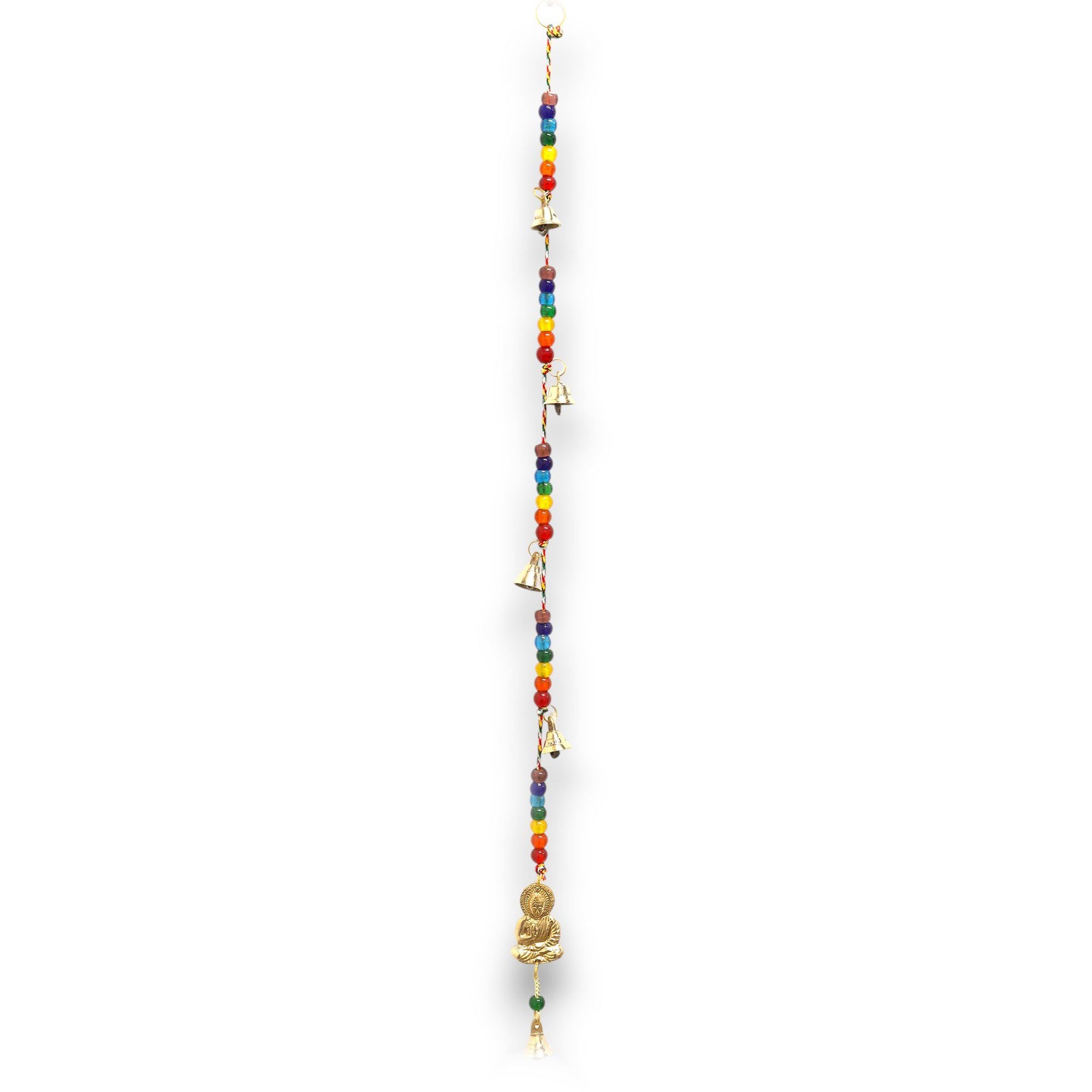 Indian Chimes - Brass Buddha with Chakra Beads String Bells 53cm