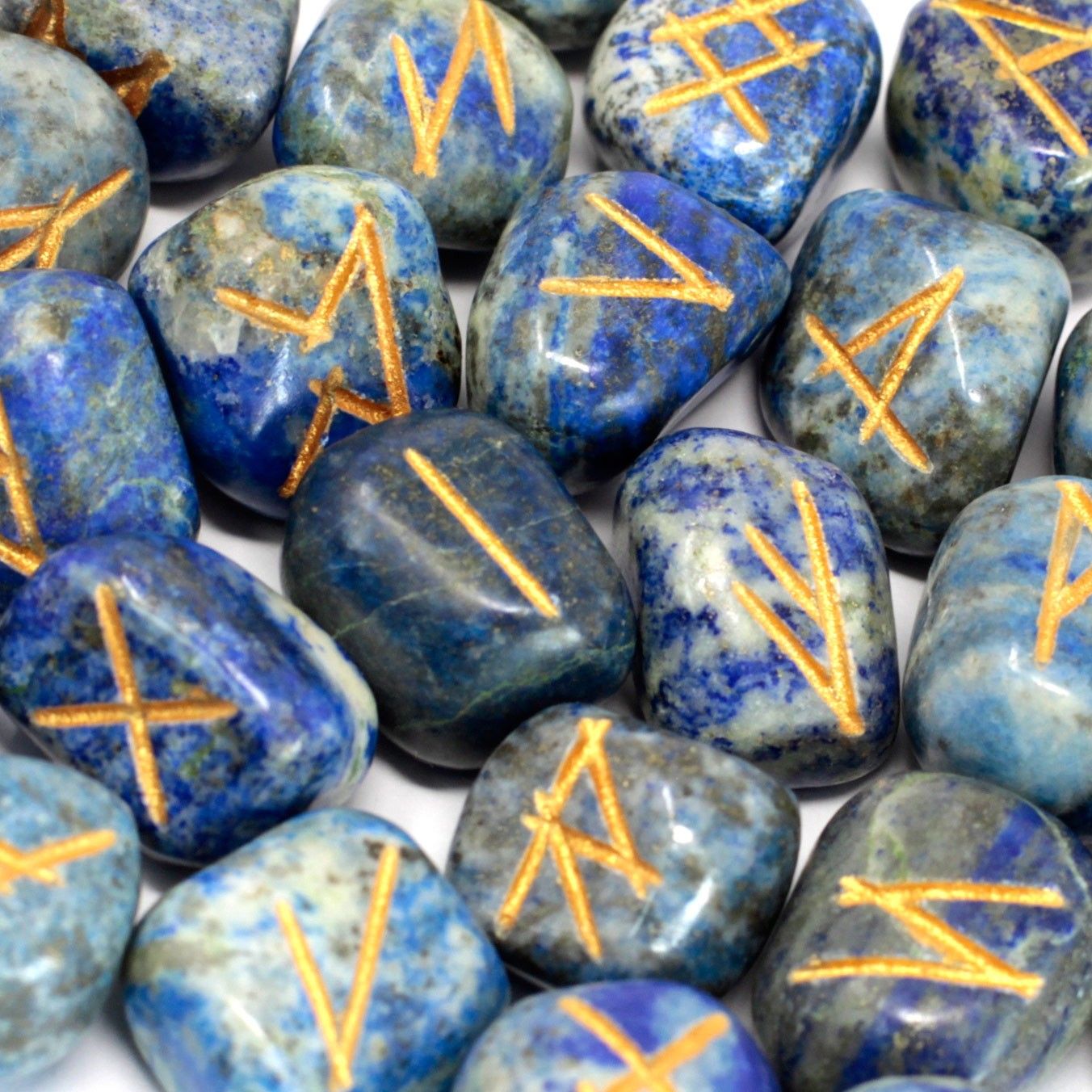 Lapis Lazuli Rune Stone Set in Pouch