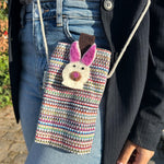 Phone Holder Bag Stripes Pink  - bunny decor