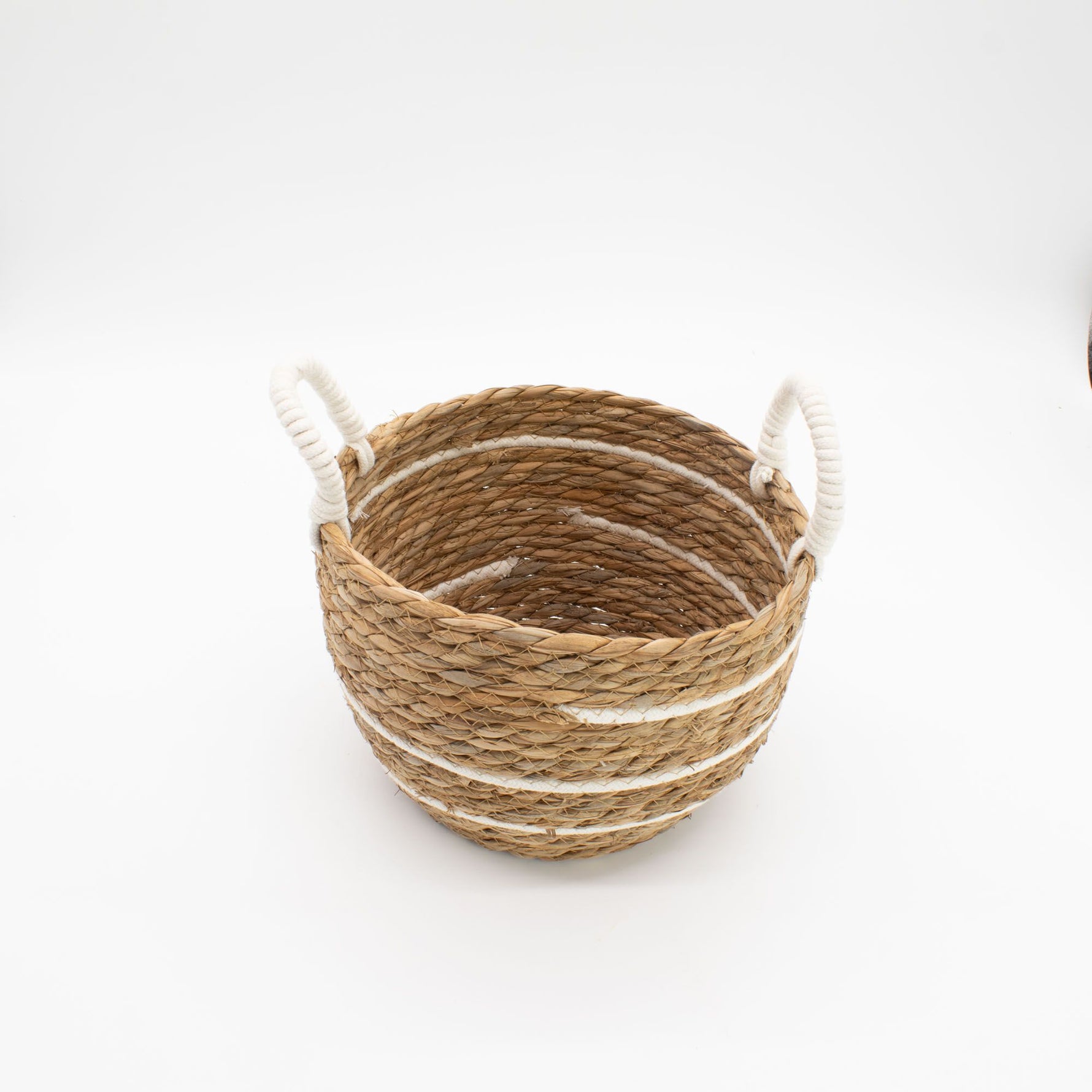 Cotton & Seagrass Large Baskets – Natural Stripes – Set of 3