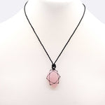 Laced Gemstone Teardrop Pendant - Rose Quartz