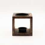 Square Mango Wood Oil Burner - Flower of Life