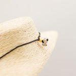 Cord Necklace Gemstone Pendant - Black Agate Cross