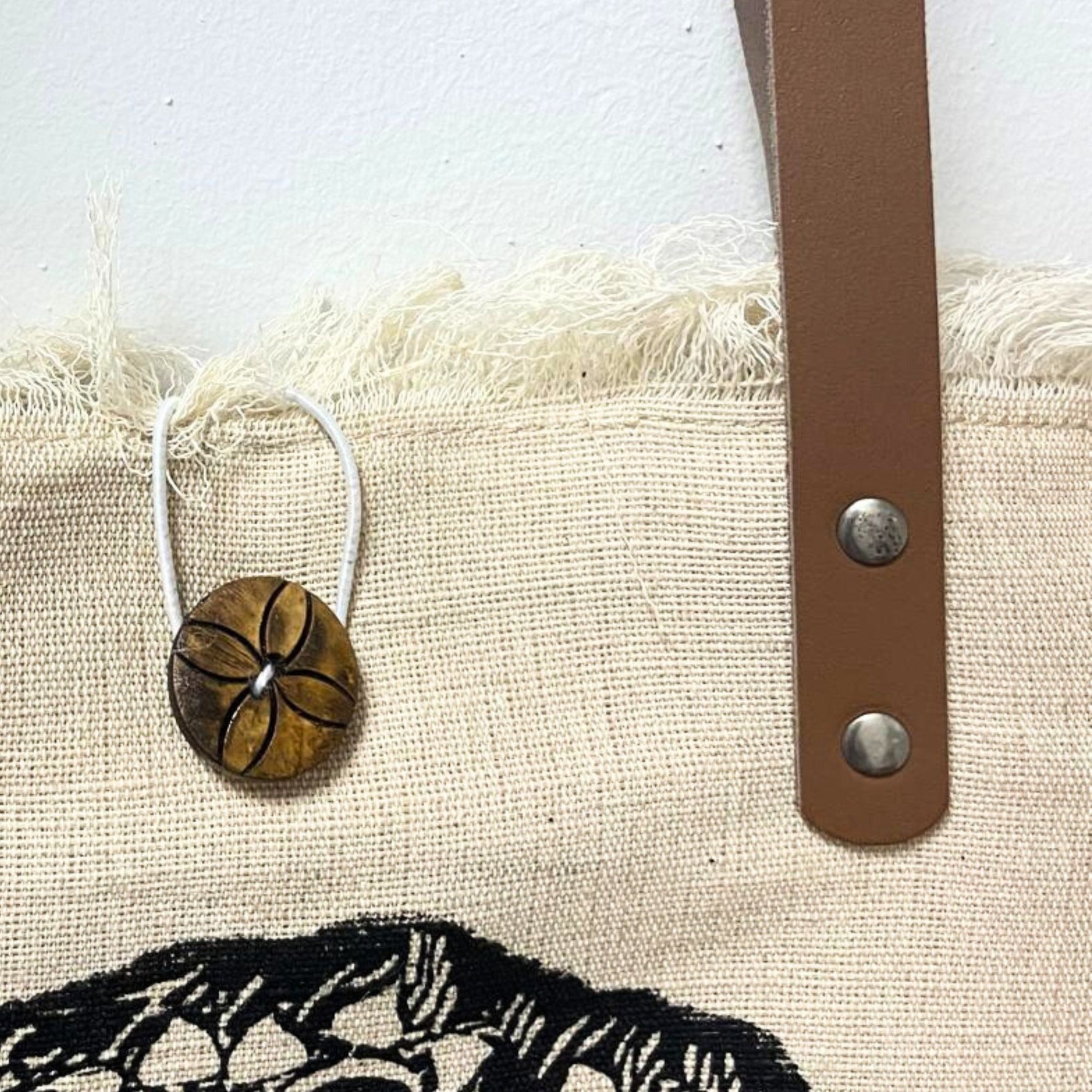 Natural Tote Bag Leather Handle - Mandela