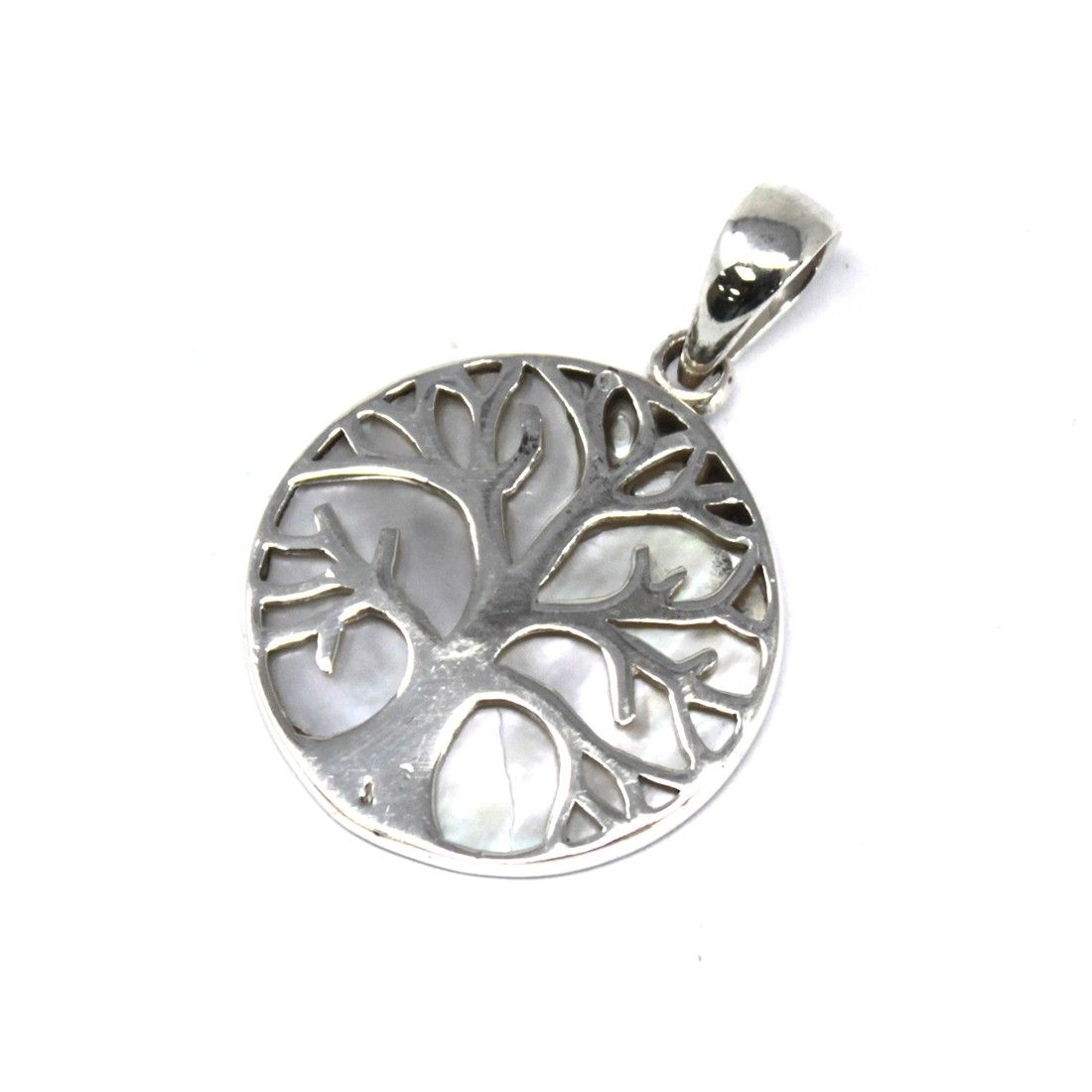 Tree of Life Silver Pendant 30mm - Coral Effect